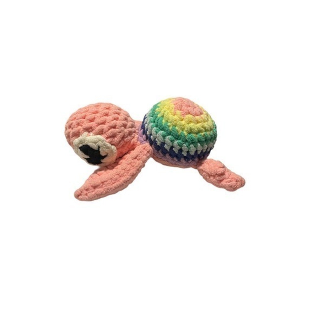 Rainbow and Pink Amigurumi crochet super plush turtle